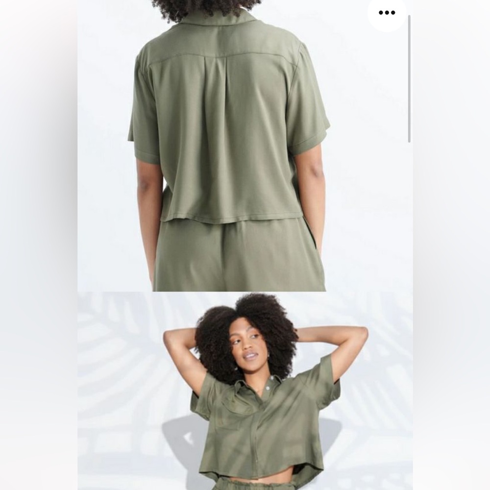 Emma Knudsen short sleeve cropped button up shirt
